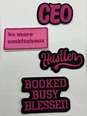 LOT OF 4 PINK EMPOWERMENT SEW OR IRON ON PATCHES